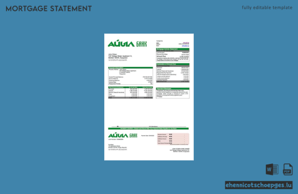 Beispielvorschau eines Hypothekenauszugs der Kirgisischen Aiyl Bank (Word- und PDF-Format)